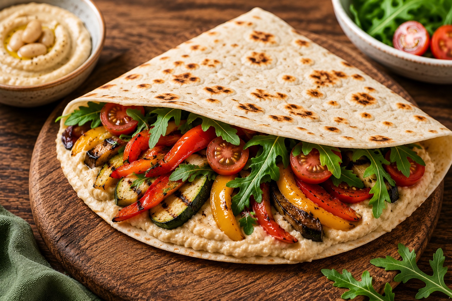 Piadina vegana con crema di cannellini e verdure grigliate