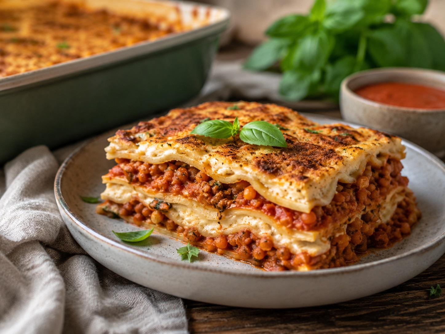 Lasagne vegane con ragù di lenticchie