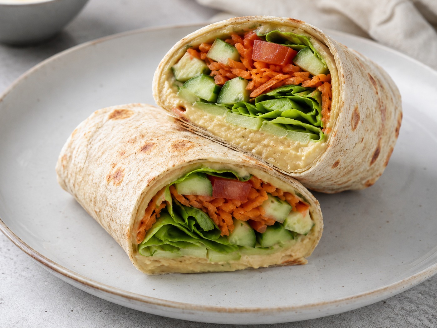 Wrap vegano con hummus e verdure