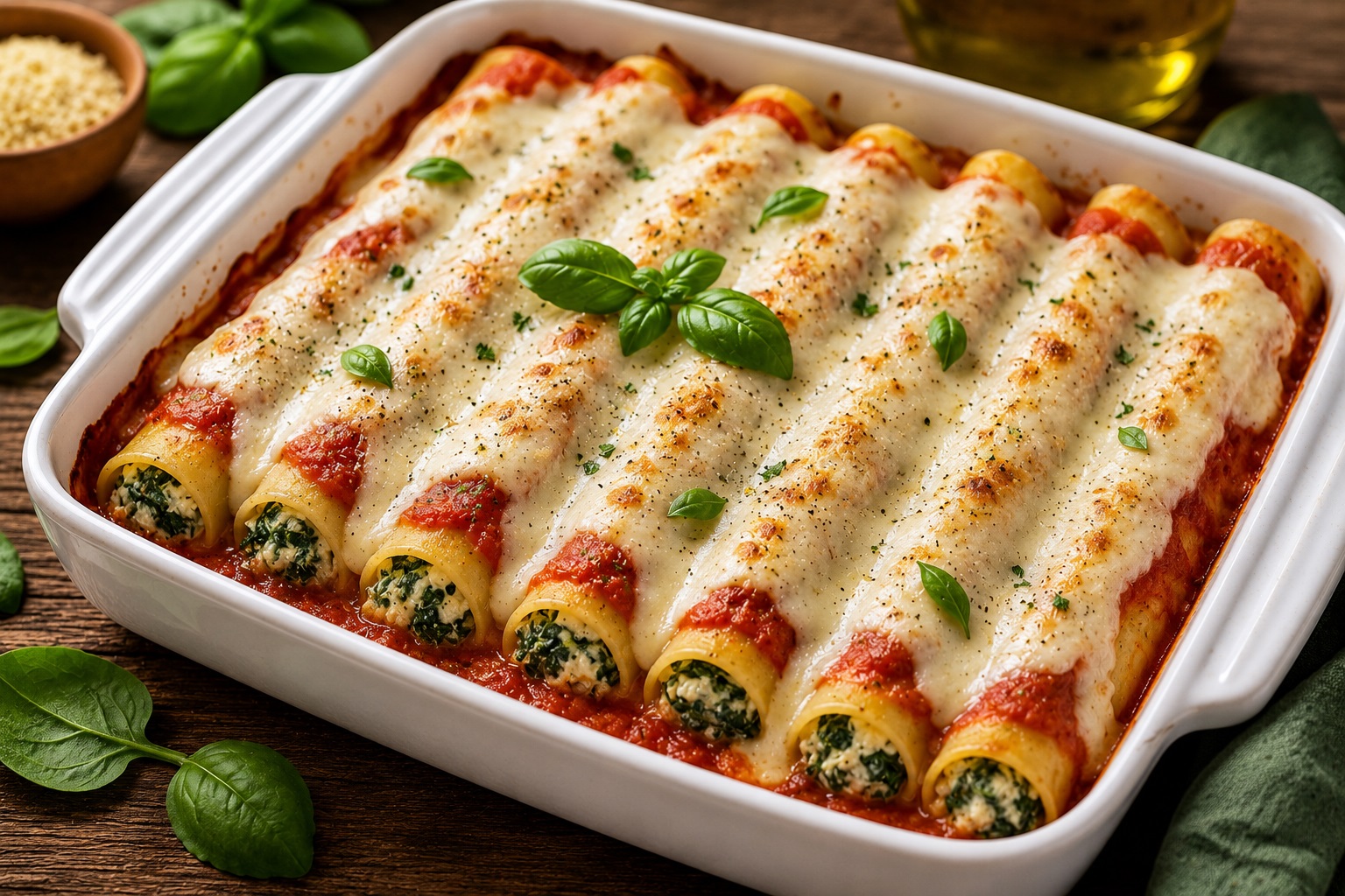 Cannelloni vegani ripieni di ricotta vegetale e spinaci